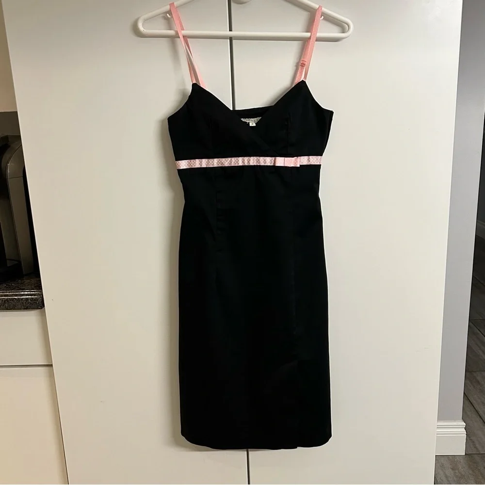 RW & CO mini Black Dress with Pink Straps and Band Size 0 - Picture 1 of 5